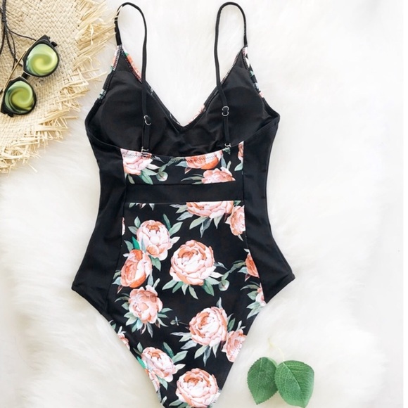 LAST ONE XL ONLY Black Floral One Piece - Picture 4 of 6